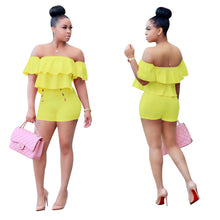 Load image into Gallery viewer, Women  Two Pieces Set Women Ruffles Crop Top And Shorts Bodycon Bodysuit - nevaehshalo
