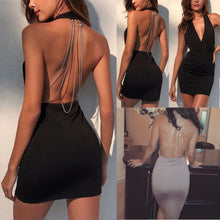 Load image into Gallery viewer, Sexy Women Dresses Summer Backless Deep V Rhinestone Sleeveless - nevaehshalo
