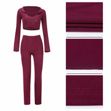 Load image into Gallery viewer, two piece set Women tracksuit  Top Tight cropped tops Long Pant
