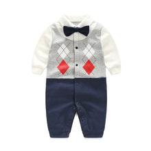 Load image into Gallery viewer, Boy Rompers  Tie Gentleman Suit Bow - nevaehshalo
