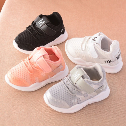 Autumn new fashionable net breathable pink leisure sports running shoes for girls white shoes for boys brand kids shoes - nevaehshalo