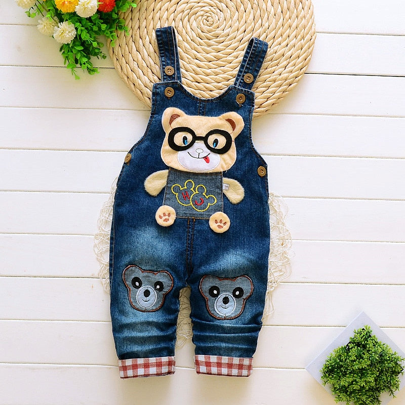 Boys Girls cartoon Overalls Denim Pants - nevaehshalo