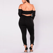 Load image into Gallery viewer, Women Holes Plus Size Jeans Pants Skinny Elastic Pencil Pants Mid Waist Black Jeans Woman Casual Spring 2-7XL Trousers - nevaehshalo
