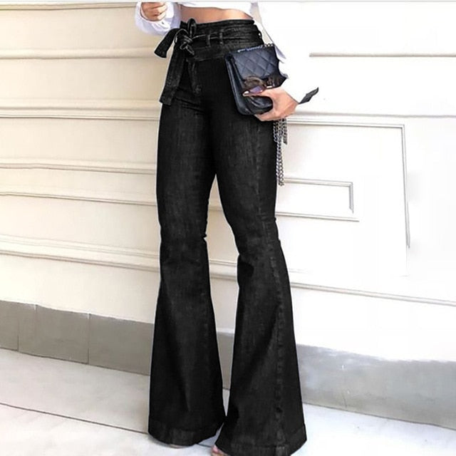 Women's Jeans High Waist Denim Flare Bell Bottom