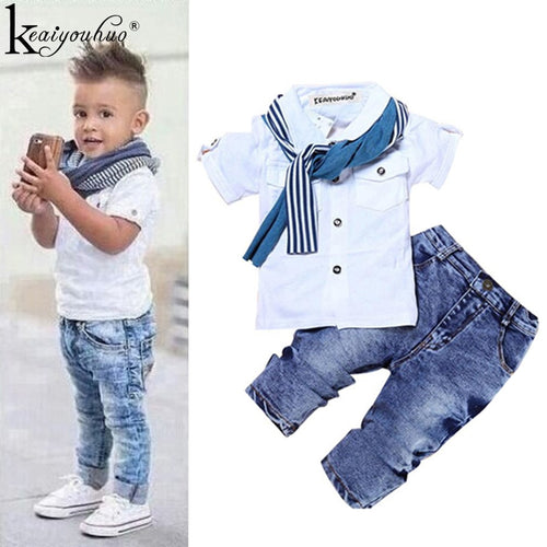 Boy Clothing Sets T-shirt+Jeans - nevaehshalo