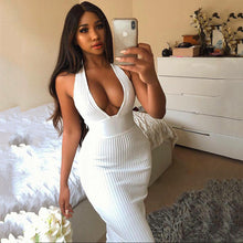 Load image into Gallery viewer, Halter Backless Sexy Knitted Pencil Dress Women  Off Shoulder. - nevaehshalo
