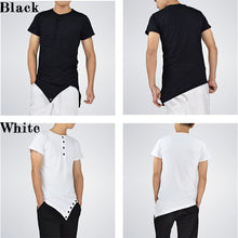 Load image into Gallery viewer, Fashion street wear men&#39;s hi-street t-shirt Button neck t-shirt Longline sharp. - nevaehshalo
