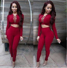 Load image into Gallery viewer, Women 2 pieces long sleeve   Sexy Tops And Pants Sets - nevaehshalo
