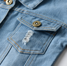 Load image into Gallery viewer, Girls and Boys Ripped Holes Jeans Coats - nevaehshalo
