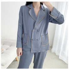 Load image into Gallery viewer, 2 Pieces Faux Silk Satin Pajamas Set Autumn Women Sleepwear - nevaehshalo
