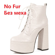 Load image into Gallery viewer, Women Ankle Boots Cross-Tied Platforms Genuine Leather High Heels
