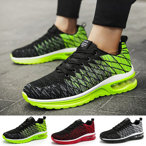Flying woven air cushion men's shoes trend sports  breathable running shoes men's casual shoes - nevaehshalo