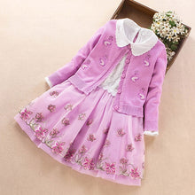 Load image into Gallery viewer, Girls clothing set new spring  princess coat+dress 2Pcs suit for girl party children clothes - nevaehshalo
