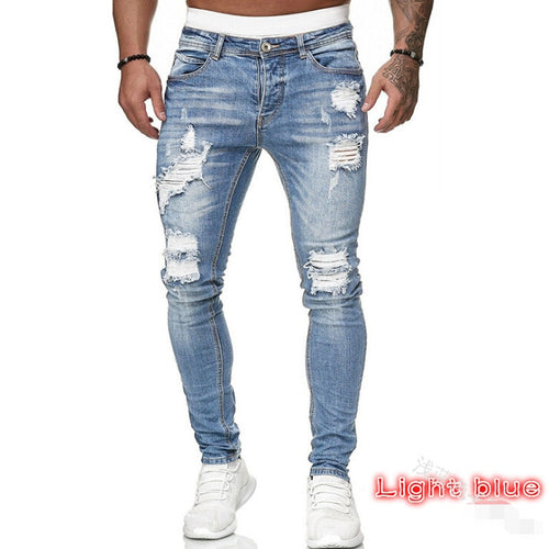 Men's  Sexy Hole Jeans Pants Casual Summer - nevaehshalo