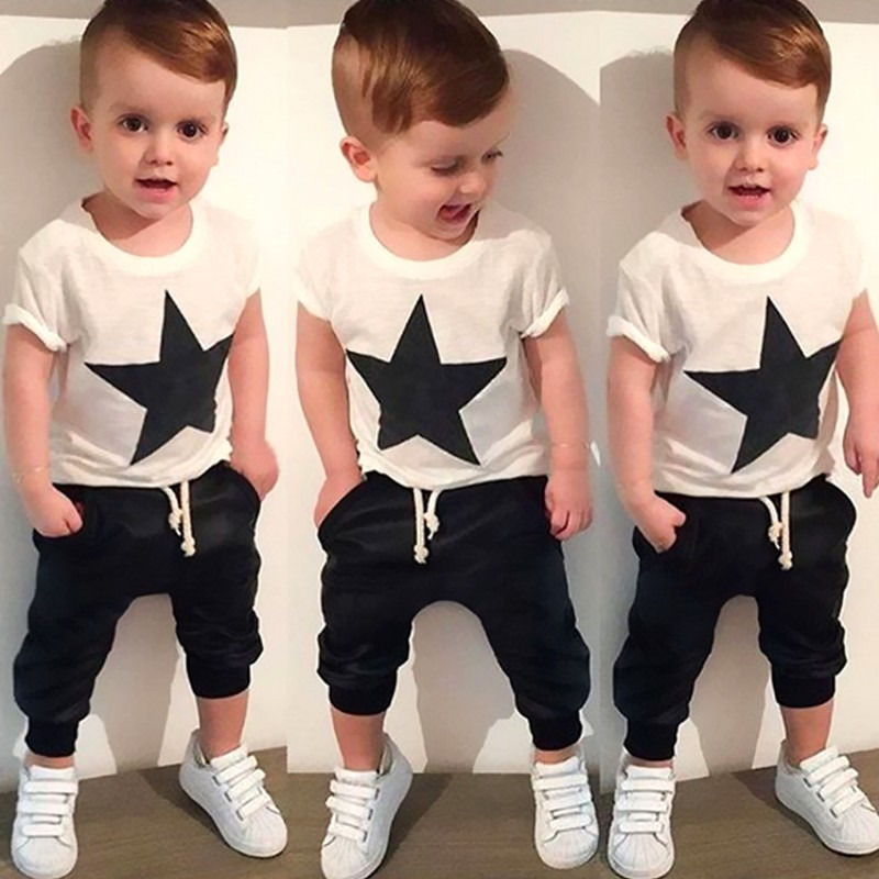 Boys Clothes Star T-shirt Tops Harem Pants 2pcs Outfits - nevaehshalo