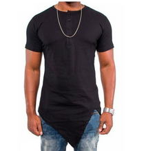 Load image into Gallery viewer, Fashion street wear men&#39;s hi-street t-shirt Button neck t-shirt Longline sharp. - nevaehshalo
