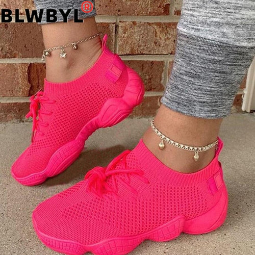 Air Mesh Women Sneaker Sock Shoes Cross Tie Platform Round Toe - nevaehshalo