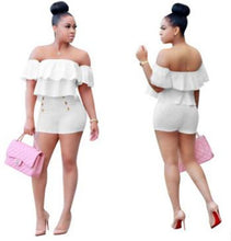 Load image into Gallery viewer, Women  Two Pieces Set Women Ruffles Crop Top And Shorts Bodycon Bodysuit - nevaehshalo
