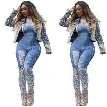 Load image into Gallery viewer, Women Fashion Sexy Plus Size Print Jeans Rompers Strap Pocket Denim Casual - nevaehshalo
