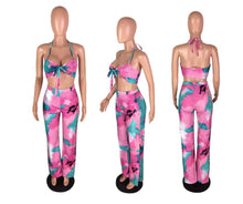 Load image into Gallery viewer, Sexy Beach Style 2 piece Women Set Print Halter Strapless Long Pant Bodycon Set - nevaehshalo
