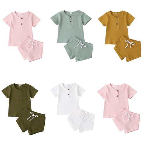 Boys and  Girls Summer Clothes Tops+Shorts  Outfits Sets - nevaehshalo