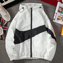 Load image into Gallery viewer, New Men Spring Fall Thin Hoodies Coats Long Sleeves Color Block Zipper Hooded Sweatshirts Jacket Male Black /White/ Gray Outwear - nevaehshalo
