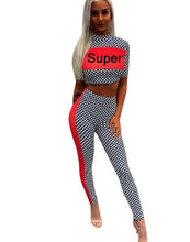Load image into Gallery viewer, Mock Neck Crop Top and Contrast Tape Pants Set  2 Piece Women
