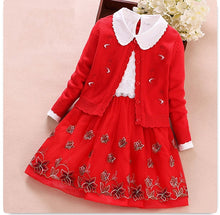 Load image into Gallery viewer, Girls clothing set new spring  princess coat+dress 2Pcs suit for girl party children clothes - nevaehshalo
