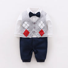 Load image into Gallery viewer, Boy Rompers  Tie Gentleman Suit Bow - nevaehshalo
