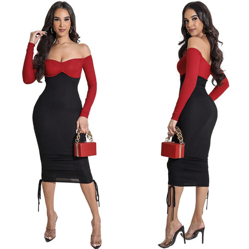 Temperament senior slim one shoulder tube top sexy casual commuter dress - nevaehshalo