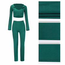 Load image into Gallery viewer, two piece set Women tracksuit  Top Tight cropped tops Long Pant
