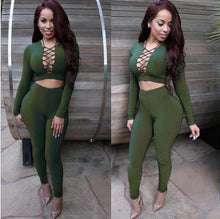 Load image into Gallery viewer, Women 2 pieces long sleeve   Sexy Tops And Pants Sets - nevaehshalo
