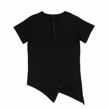 Load image into Gallery viewer, Fashion street wear men&#39;s hi-street t-shirt Button neck t-shirt Longline sharp. - nevaehshalo
