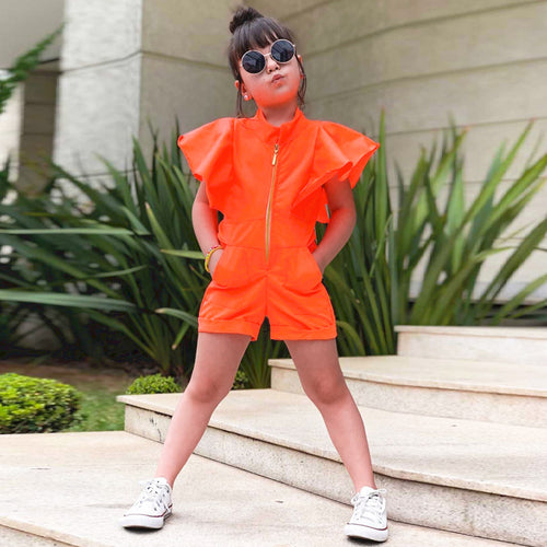 New Children's Clothing Girls Casual Fashion Jumpsuit Ins Style Explosion Solid Color Sleeveless Jumpsuit - nevaehshalo