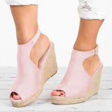 Load image into Gallery viewer, Women Sandals Female Suede Open Toe Cork Wedge Shoes Platform Buckle Strap Fashion Ladies Ankle Strap High Heels Shoes
