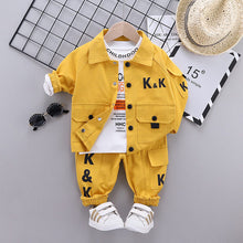 Load image into Gallery viewer, Boys Jacket Suit T-Shirt Pants 3Pcs/sets  Infant an Toddler Sportswear
