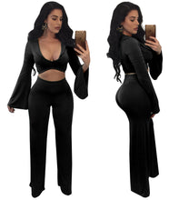 Load image into Gallery viewer, two piece set Women tracksuit  Top Tight cropped tops Long Pant
