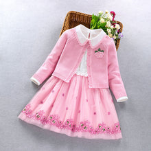 Load image into Gallery viewer, Girls clothing set new spring  princess coat+dress 2Pcs suit for girl party children clothes - nevaehshalo
