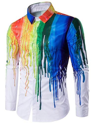 Hidden Button Paint Splatter Shirt - nevaehshalo