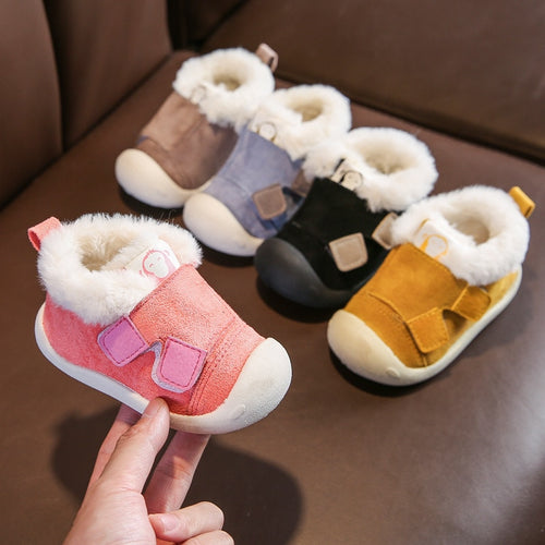 Infant Toddler Boots Winter Warm Plush Baby Girls Boys Snow Boots Outdoor Comfortable Soft Bottom Non-Slip Child Kids Shoes - nevaehshalo