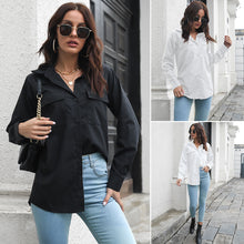 Load image into Gallery viewer, Cotton Double Pocket Long Sleeved Shirt Women Loose Shirt Spring And Summer - nevaehshalo
