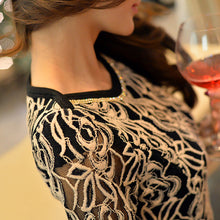 Load image into Gallery viewer, Arrival Women Clothing Elegant Vintage Black Lace Chiffon Blouse
