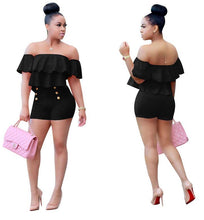 Load image into Gallery viewer, Women  Two Pieces Set Women Ruffles Crop Top And Shorts Bodycon Bodysuit - nevaehshalo
