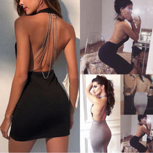 Load image into Gallery viewer, Sexy Women Dresses Summer Backless Deep V Rhinestone Sleeveless - nevaehshalo
