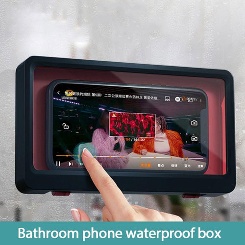 Wall Mounted Phone Box Waterproof Touch Screen Case Mobile Phone Holder Kitchen Bathroom Phone Shell Shower Sealing Storage Box - nevaehshalo