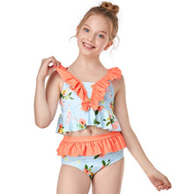 Load image into Gallery viewer, New Children&#39;s Ruffle High Waist Bikini European and American Style Split Girls Swimsuit - nevaehshalo
