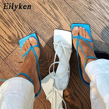 Load image into Gallery viewer, Fashion Ankle Buckle Strap Women Sandals Sexy Summer Square Head Clip Toes Flip Flops Thin High Heels Ladies Party shoes - nevaehshalo
