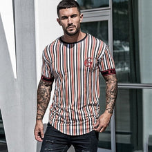 Load image into Gallery viewer, Casual Men T-shirt Stripe Summer Man Tshirt Fashion Tops Streetwear Male T-shirts Hip Hop - nevaehshalo
