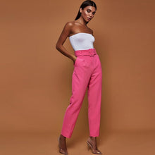 Load image into Gallery viewer, Women Casual Pants High Waist Autumn Belted Straight Leg Slacks - nevaehshalo
