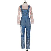 Load image into Gallery viewer, Women Fashion Sexy Plus Size Print Jeans Rompers Strap Pocket Denim Casual - nevaehshalo
